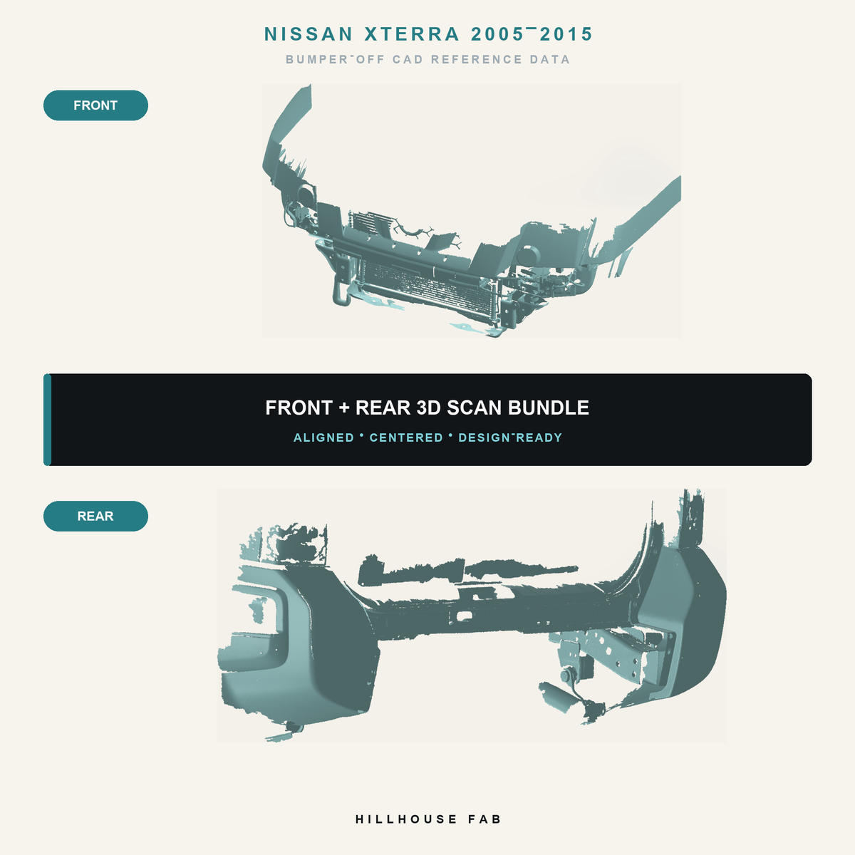 2005–2015 Nissan Xterra Front + Rear Bumper 3D Scan Bundle